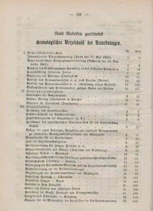 Nach Rubriken geordnetes chronologisches Verzeichniß der Verordnungen
