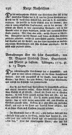 Betrachtungen über die sechs Hauptstücke des Katechismus.