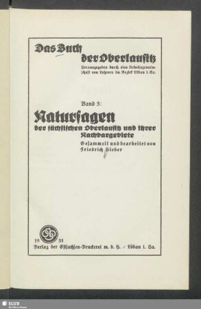 Natursagen der sächsischen Oberlausitz und ihrer Nachbargebiete