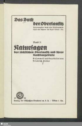 Natursagen der sächsischen Oberlausitz und ihrer Nachbargebiete