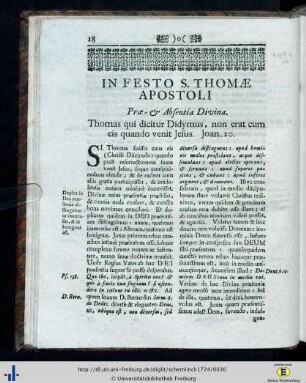 In festo S. Thomae Apostoli
