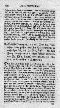 Umständliche Anweisung, wie alle Arten von Fernröhren in der größten möglichen Vollkommenheit zu verfertigen sind.