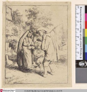 [Die Unterhaltung; Man and woman talking; L'homme conversant avec la femme]