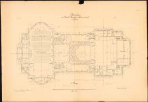 Fürstliches Hoftheater mit Konzertsaal, Gera Ausführungsprojekt: Grundriss 1. Rang 1:100