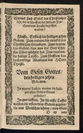 Vom Gesetz Gottes/ der heiligen zehen Gebetten.