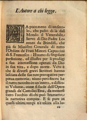 Vita Del Ven. Servo Di Dio P. Lorenzo Da Brindisi : Generale de' Frati Minori Capuccini di S. Francesco