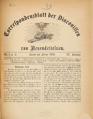 Korrespondenzblatt der Diakonissen von Neuendettelsau. 22, 22. 1879