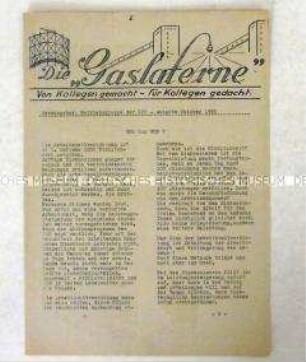 Hektografierte Zeitung der KPD-Betriebsgruppe des HGW Hamburg u.a. zu den Arbeitsbedingungen und mit einem Spottgedicht auf den "Wirtschaftswunderdoktor" Erhard