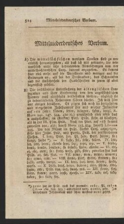 Mittelniederdeutsches Verbum.