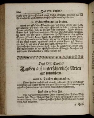 Das XVII. Capitel. Tauben auf unterschiedliche Arten gut zuzurichten.