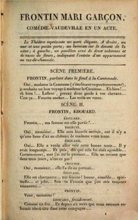 Frontin mari garçon : comédie-vaudeville en un acte