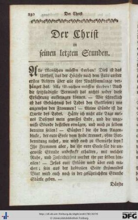 XII. Der Christ in seinen letzten Stunden.