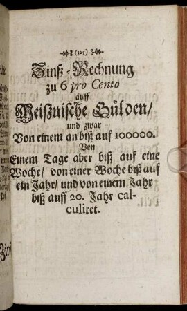 Zinß-Rechnung ... auf Meißnische Gülden/