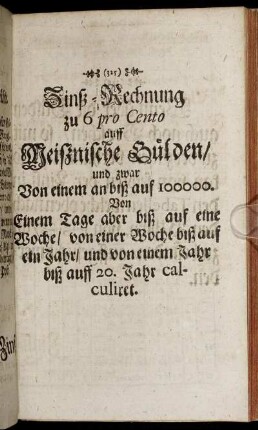 Zinß-Rechnung ... auf Meißnische Gülden/