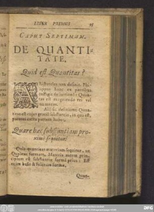 Caput Septimum. De Quantitate.