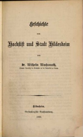 Geschichte von Hochstift und Stadt Hildesheim