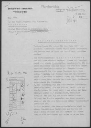 Mühlhausen/Enz: Visitationsbericht 1962 mit Pfarrbericht 1961