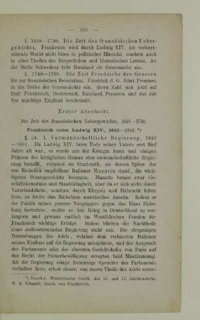 Erster Abschnitt. Die Zeit des französischen Uebergewichts, 1648-1740