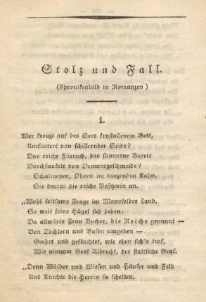 Stolz und Fall (Chronikenbild in Romanzen)