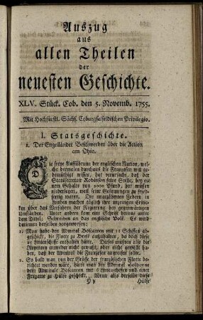 XLV. Stück. Coburg, den 5. Novemb. 1755.