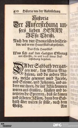 Historia Der Auferstehung unsers lieben HERRN JEsu Christi