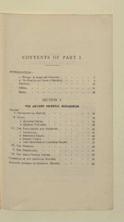 CONTENTS OF PART I