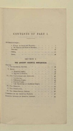 CONTENTS OF PART I