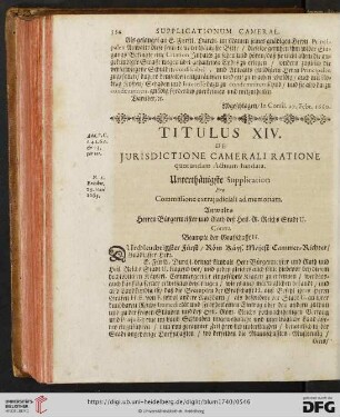 Titulus XIV. De Jurisdictione Camerali ratione quorundam Actuum fundata