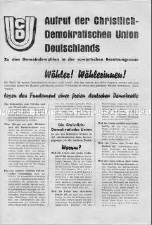 Wahlaufruf der CDU zu den Gemeindewahlen 1946