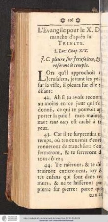 L'Evangile pour le X. Dimanche d'aprés la Trinité