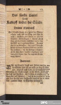 Das fünffte Capitel Vom Kampff wider die Sünde.