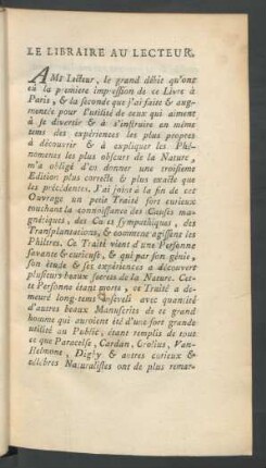 Le Libraire Au Lecteur.