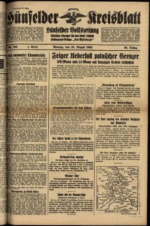 Erste Ausgabe vom Montag, den 28. August 1939.