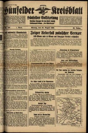 Erste Ausgabe vom Montag, den 28. August 1939.