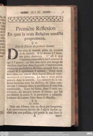 Prémiere Réflexion En quoi la vraie Religion consite proprement.