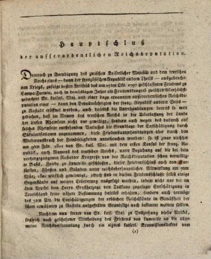Hauptschluß der außerordentlichen Reichsdeputation vom 25. Februar 1803 : die Entschädigung betreffend