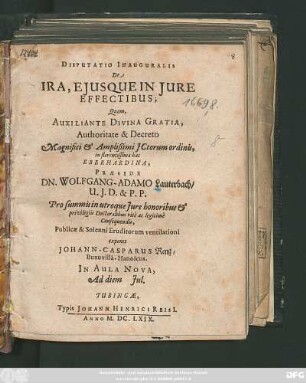 Disputatio Inauguralis De Ira, Eiusque In Iure Effectibus