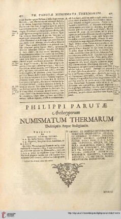 Philippi Parutae Archetyporum numismatum Thermarum […]