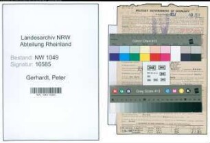 Entnazifizierung Peter Gerhardt , geb. 20.07.1892 (Bahnbeamter)