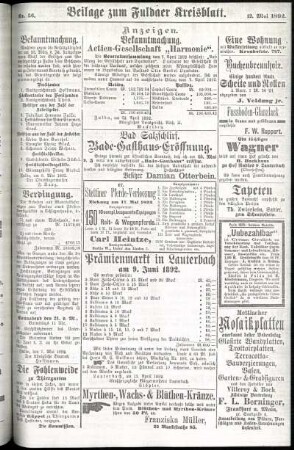 Zweite Ausgabe vom Donnerstag, den 12. Mai 1892.