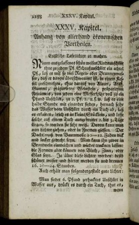 XXXV. Kapitel. Anhang von allerhand ökonomischen Vortheilen.