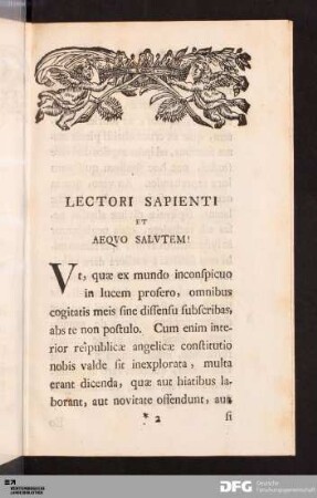 Lectori Sapienti Et Aeqvo Salvtem!...