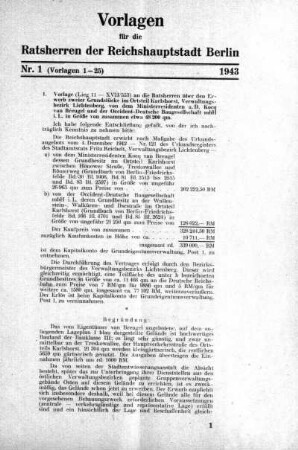 1943: Vorlagen für die Ratsherren der Reichshauptstadt Berlin