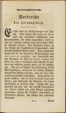 Vorbericht des Herausgebers.