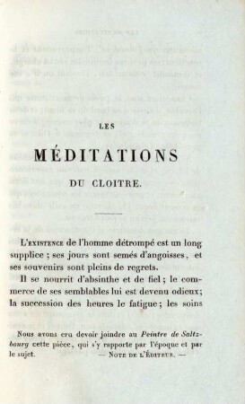 Les méditations du cloitre