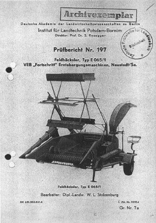 Feldhäcksler, Typ E 065/1