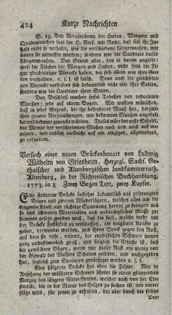 Versuch einer neuen Brückenbauart.