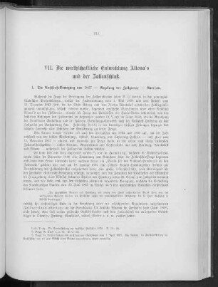 VII. Die wirtschaftliche Entwicklung Altona's und der Zollanschluß.