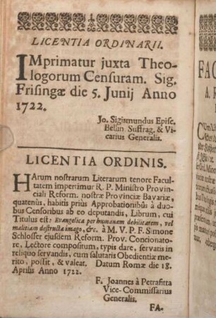 Licentia Ordinarii. [Censura Theologica.]
