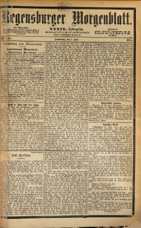 Regensburger Morgenblatt. 39. 1886, 7 - 12 = Nr. 145 (1. Juli) - Nr. 298 (31. Dezember)